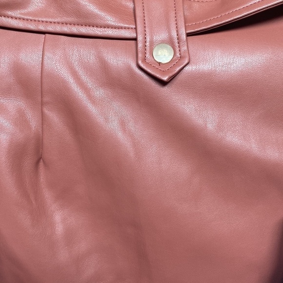 ZARA pleated faux leather mini skirt with belt Pink Size XS - Picture 14 of 16